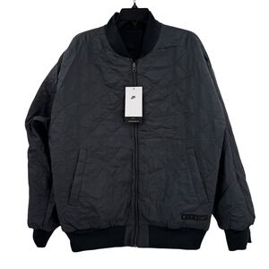 Nike Reversible Loose Fit Varsity Bomber Jacket Black Size Large Women's